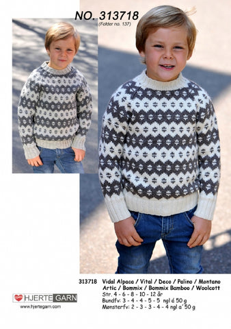 Hjertegarn - 313718 Børne sweater med mønster